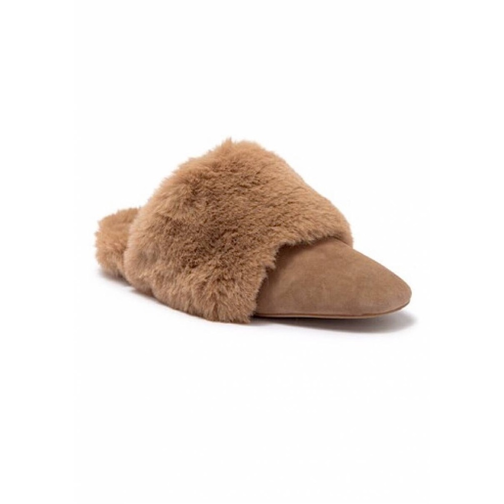 New Stuart Weitzman Edie Chill Faux Fur Trimmed Mule Sandals 7 37